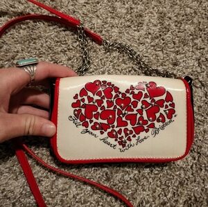 Brighton Red and Cream Heart Motif Crossbody Bag